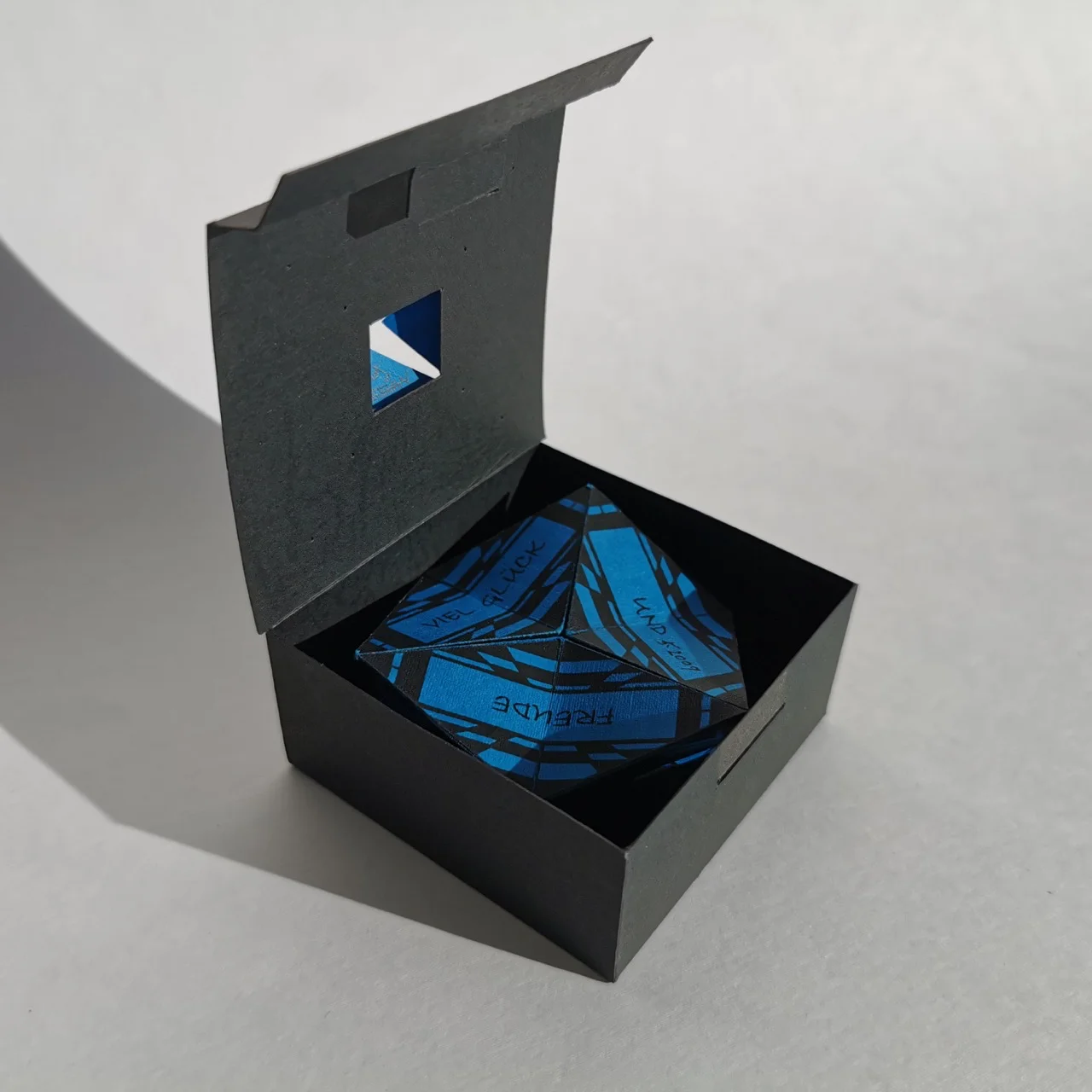 Geöffnete Illerschachtel mit Wunschring "Viel Glück und Freude"