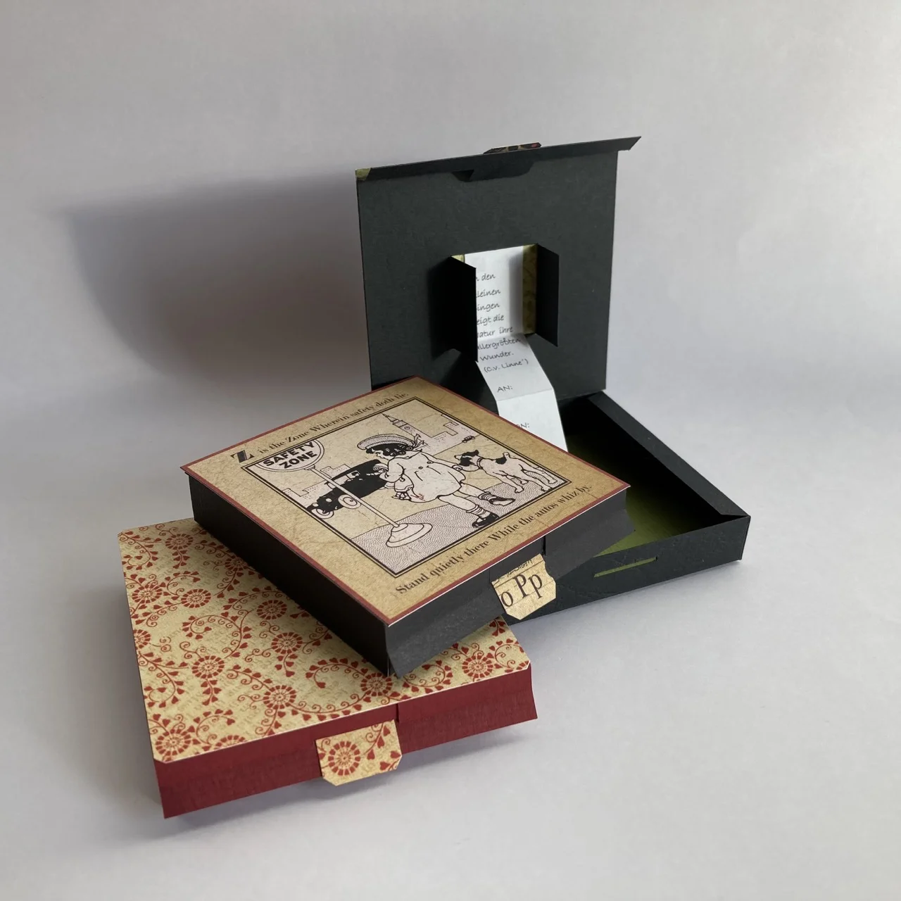 quadratische Schachtel mit Spruch